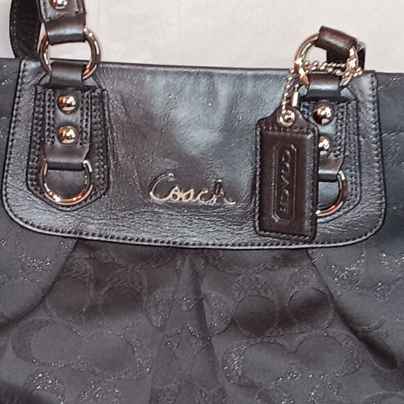 Coach Ashley Canvas/Leather Handbag (Charcoal Gray) H1159-F18776 Authentic - Picture 2 of 11